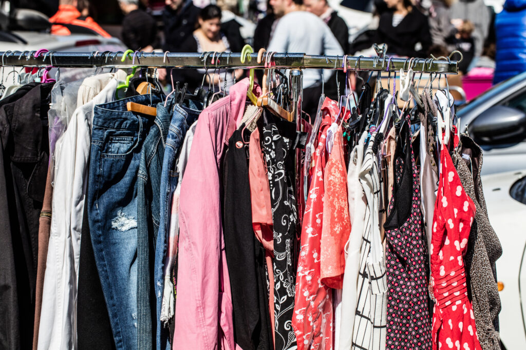 clothing at garage sale