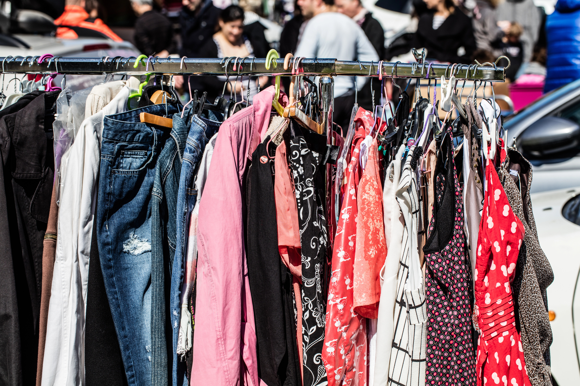 clothing at garage sale
