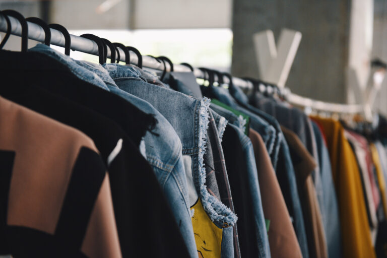 clothes on rack