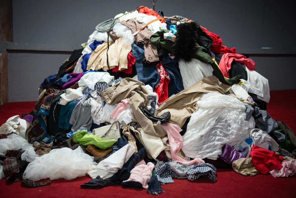 pile of old worn clothes