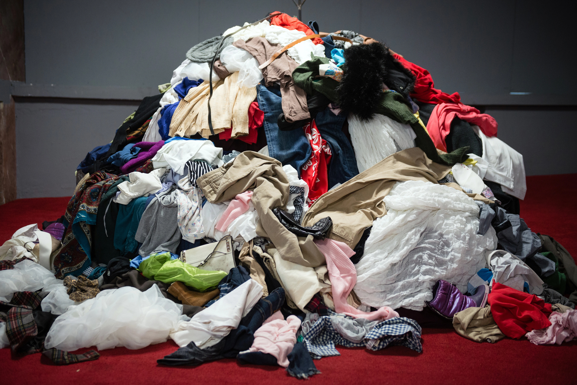 pile of old worn clothes