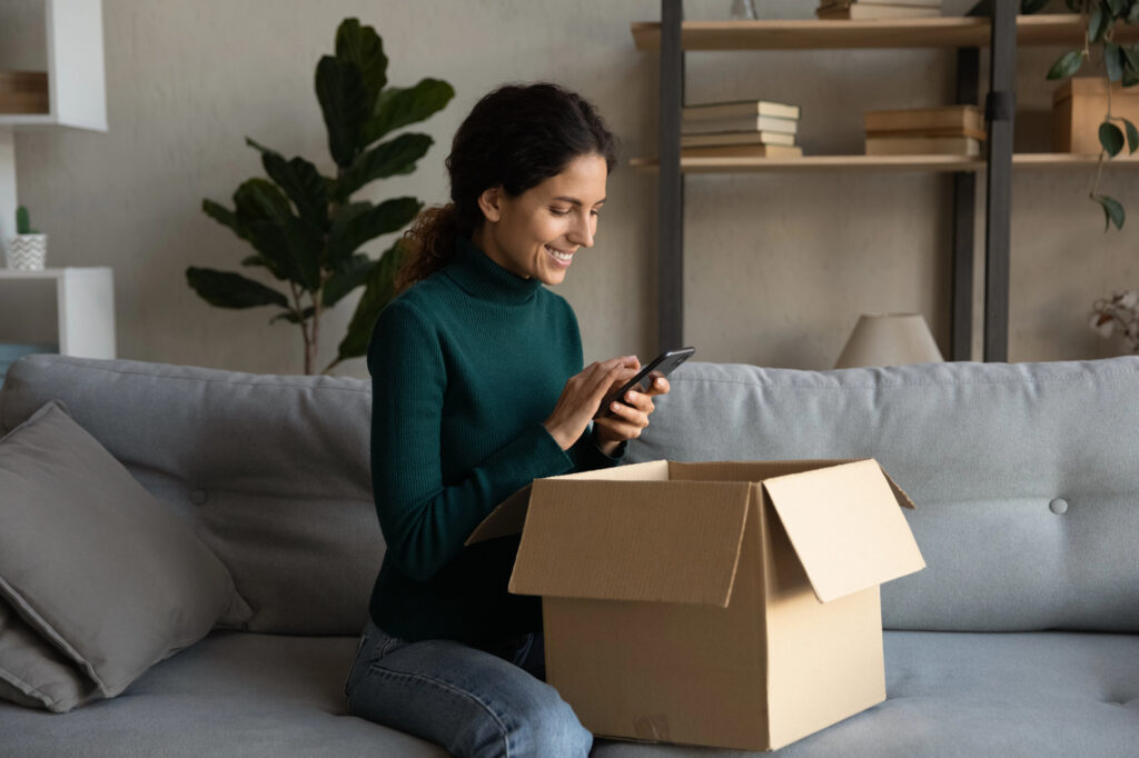 girl going through a box