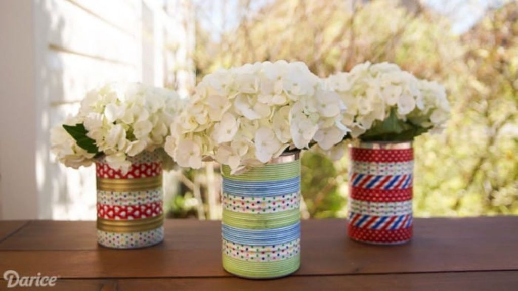 Washi Tape Tin Can Vases
