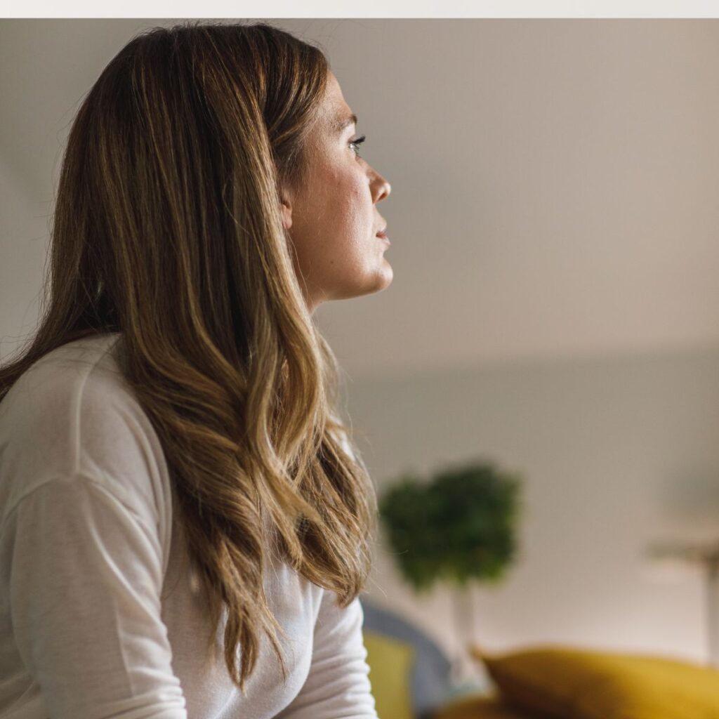 woman looking out