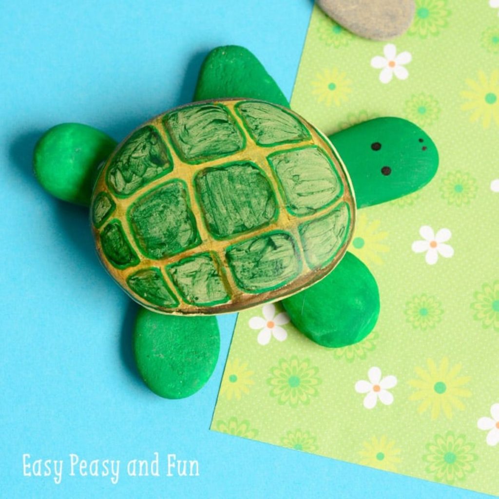 Green Rock Turtle Craft