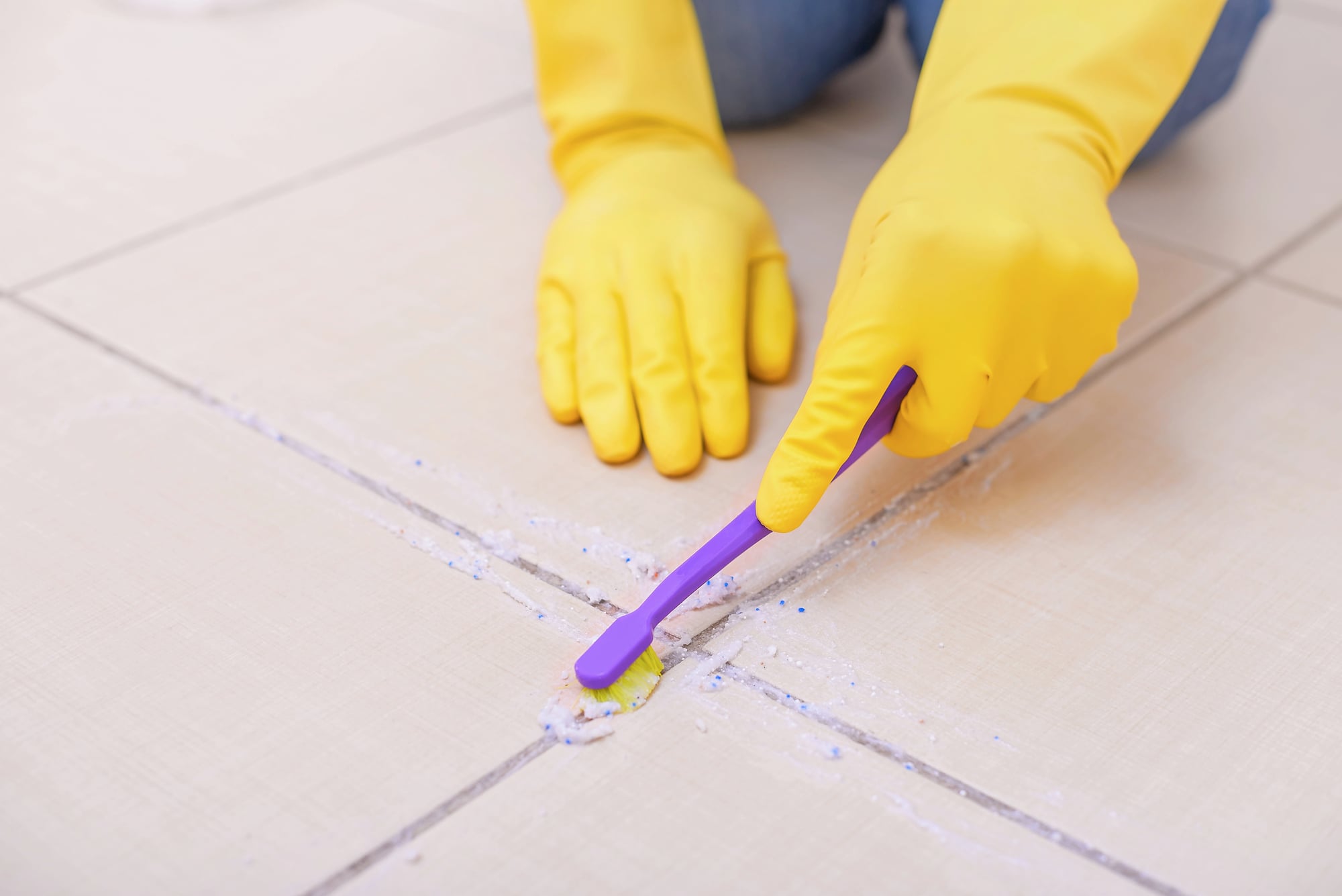 Clean Grout with Toothpaste and Baking Soda