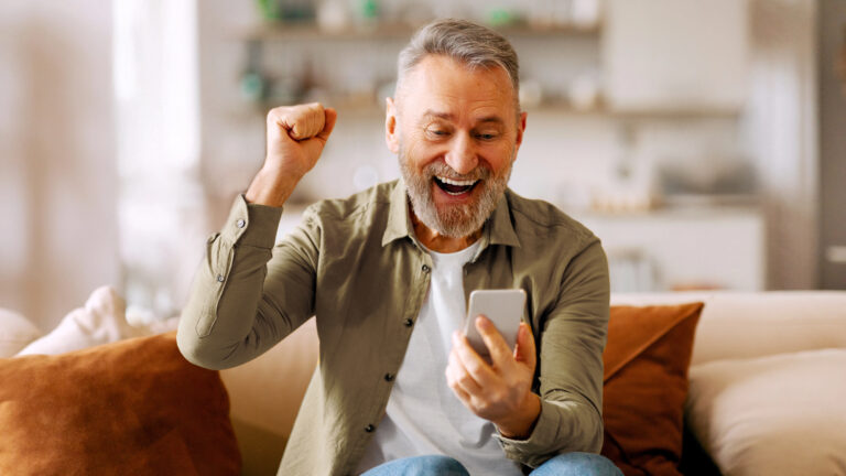 older man happy