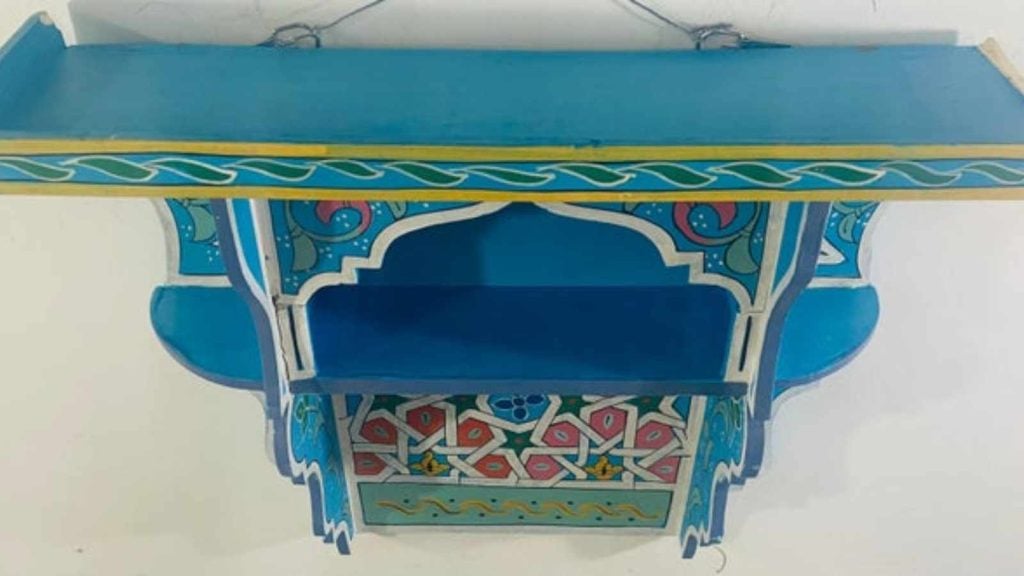Vintage Blue Boho Chic Moroccan Spice Shelf or Rac
