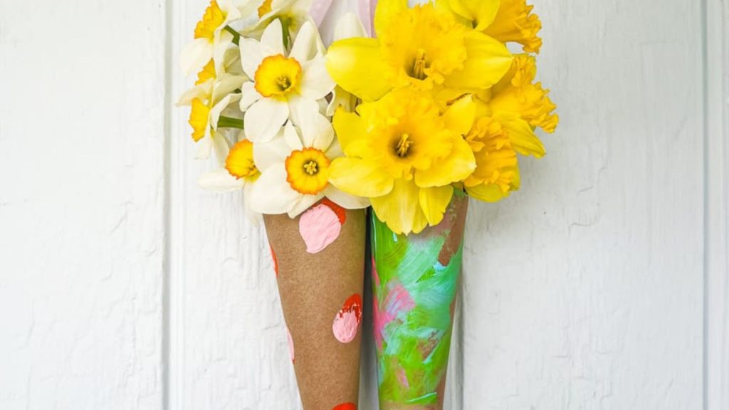 cPainted Paper Flower Cones for May Day or Spring Holidays