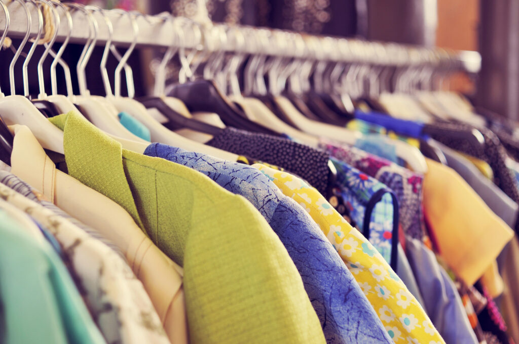 clothes on racks