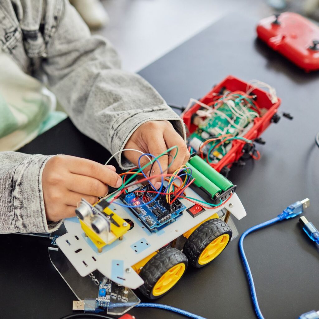 kid playing with toys