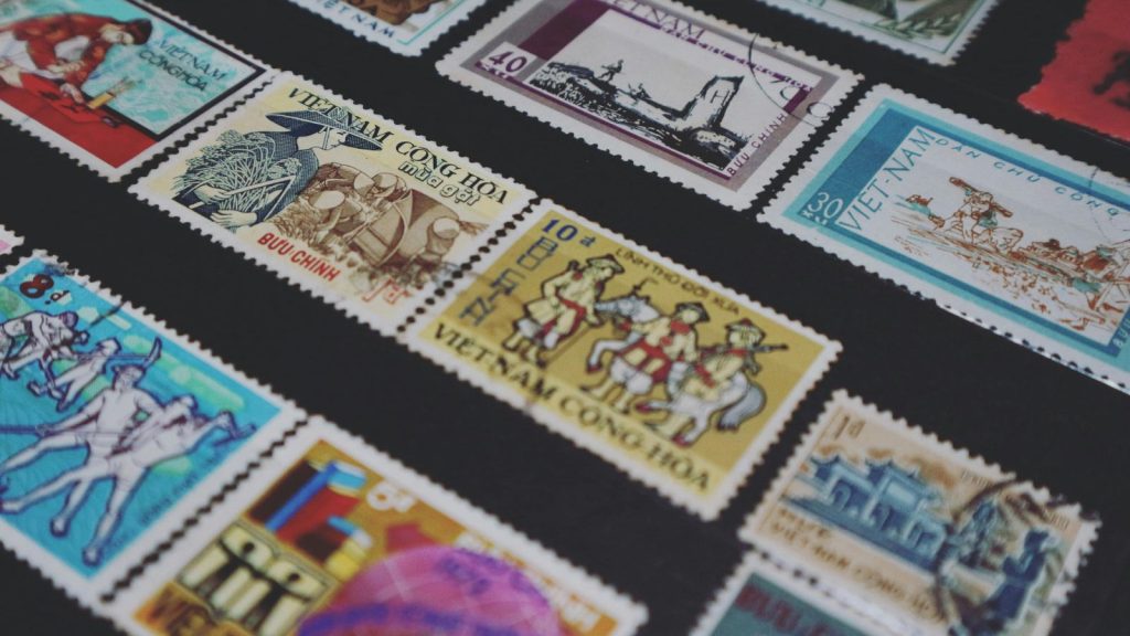 Assorted postage stamps