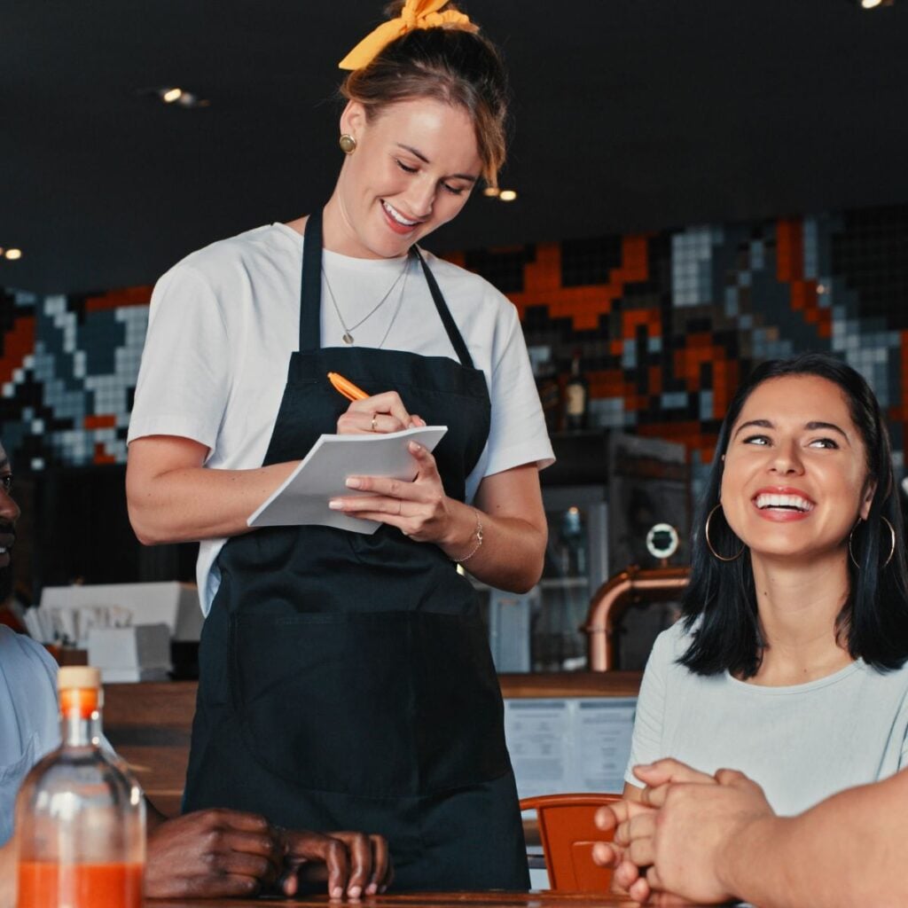 ordering food at restaurant server