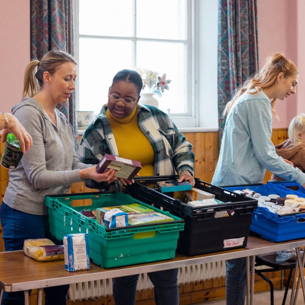 people at a food bank