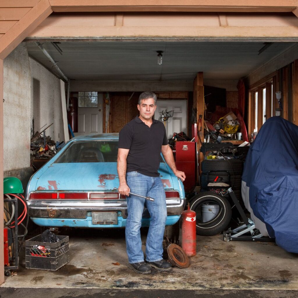 man outside garage