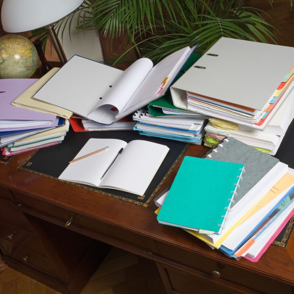 paperwork on table