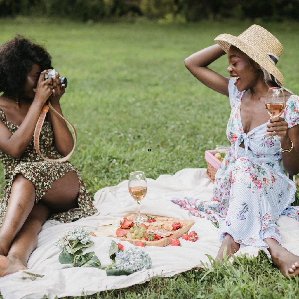 woman having picnic