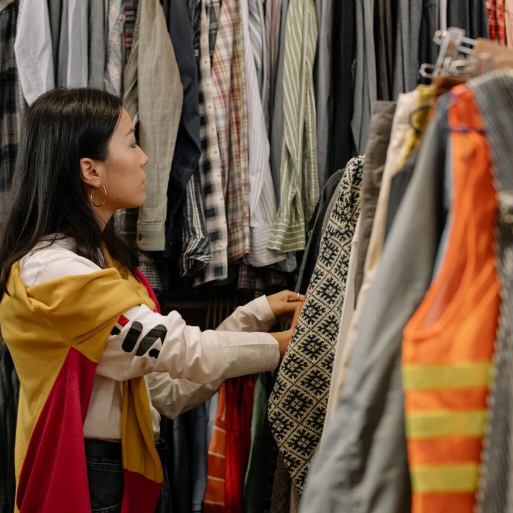 woman secondhand shopping