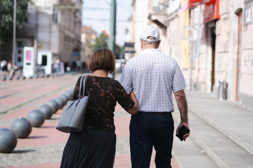 older people walking together