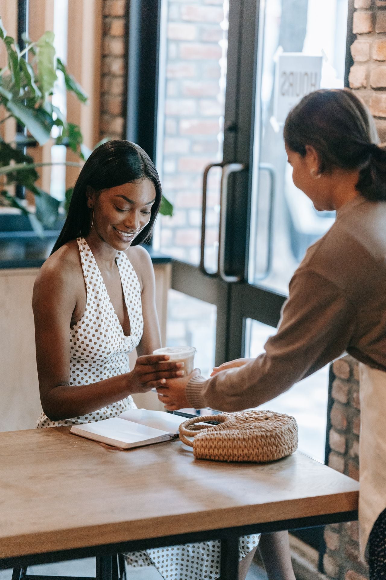 woman getting coffee