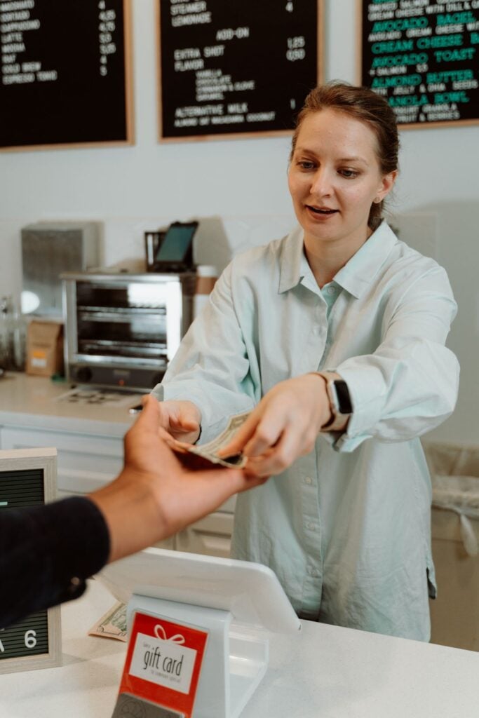 woman at counter restaurant
