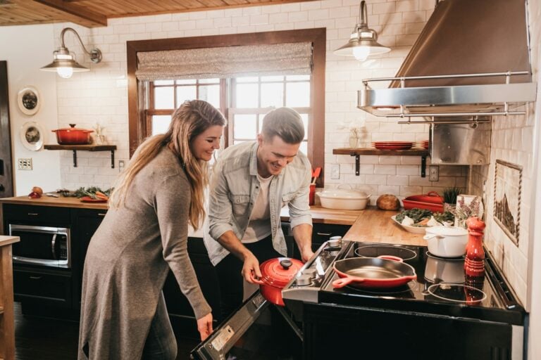 woman and man in kitchen