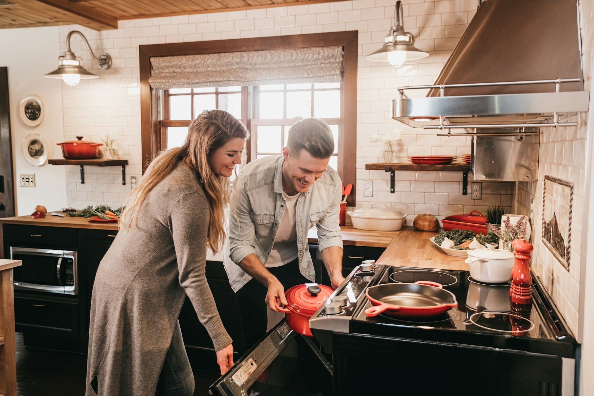 woman and man in kitchen