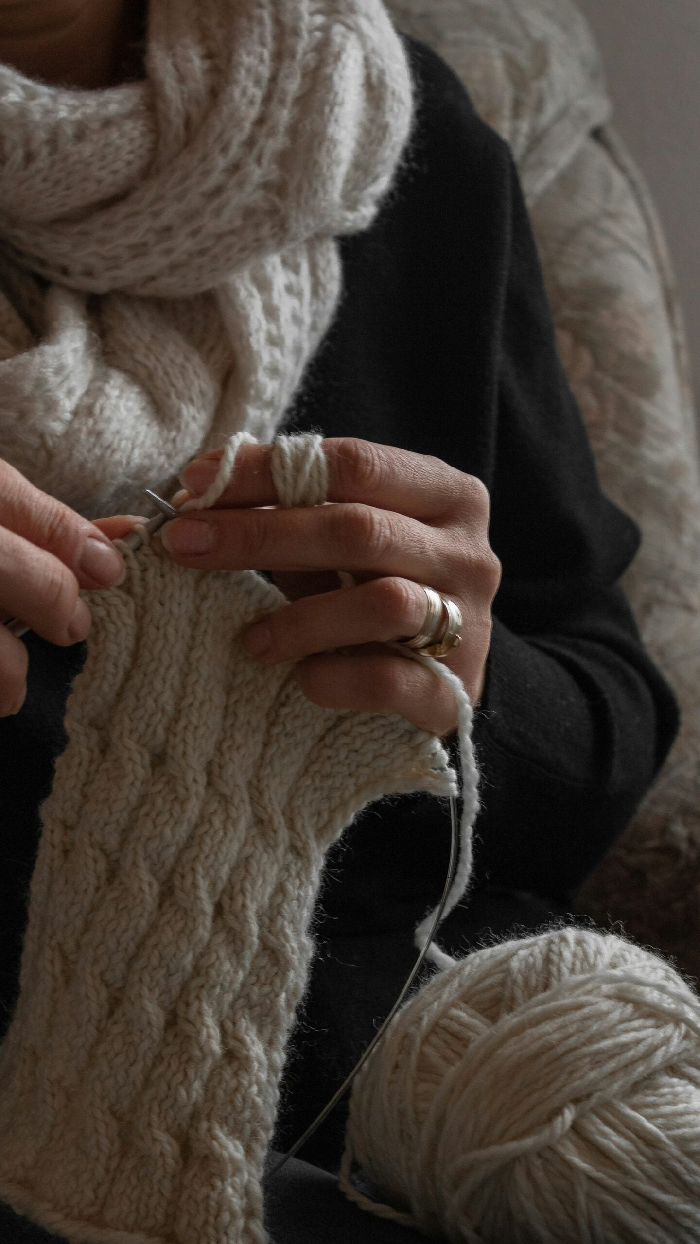 woman crocheting