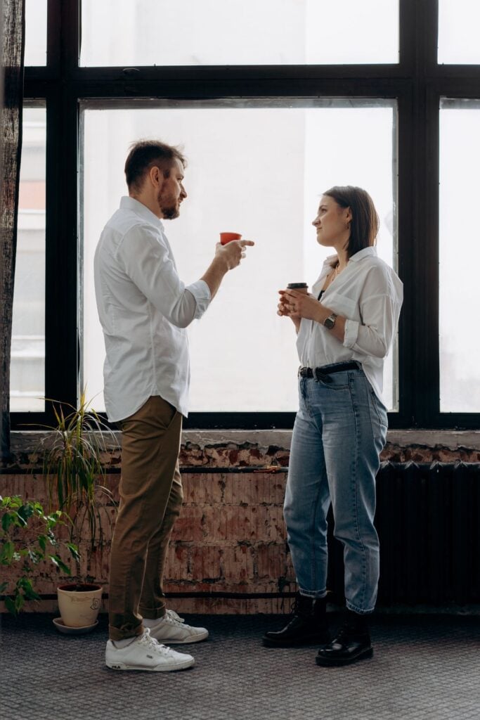two people talking
